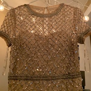 Adrianna Papell Cap Sleeve Beaded Gown